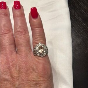 1k morganite & diamond ring, Sterling silver